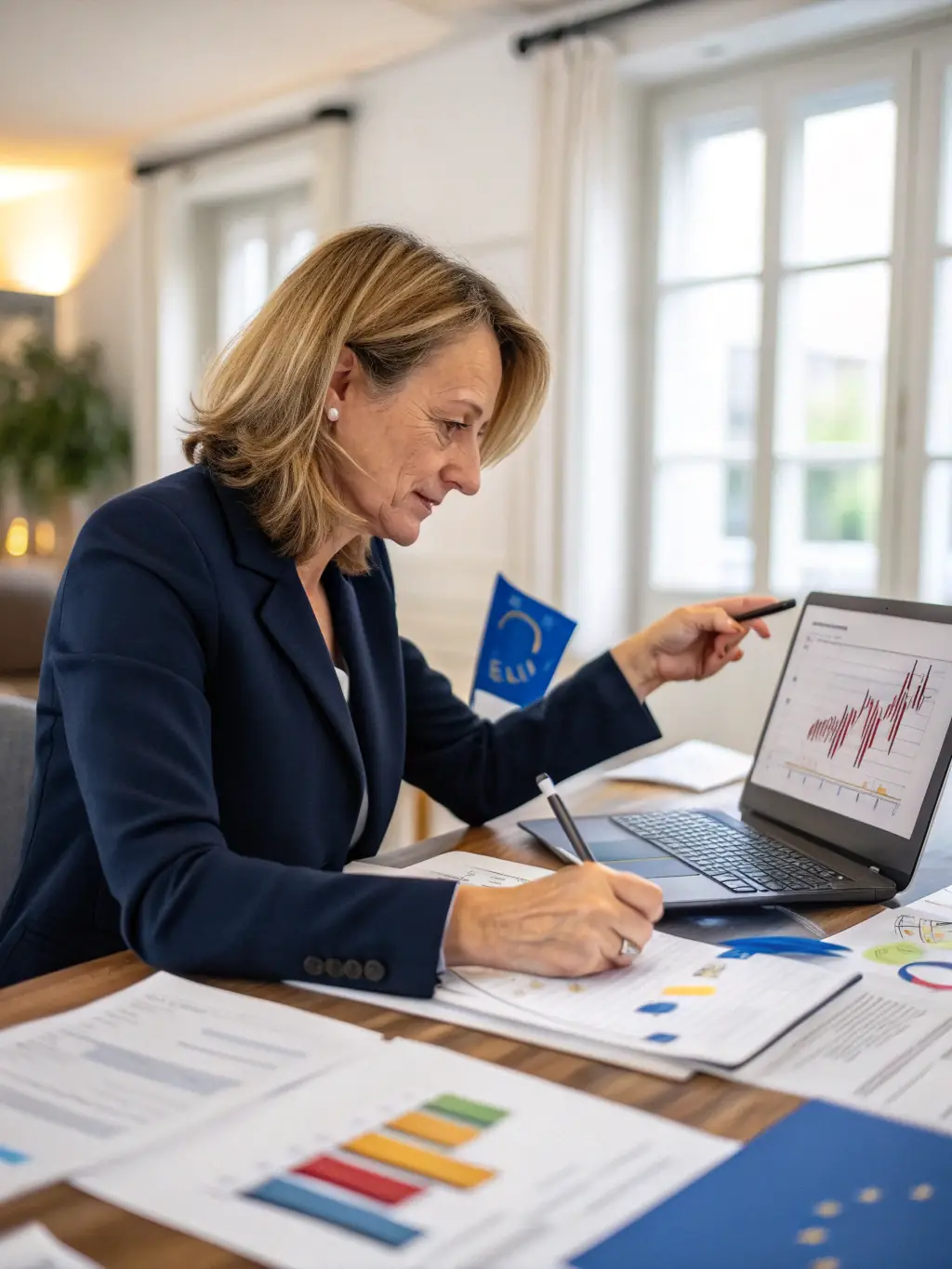 A consultant presenting a data-driven report to a client, showcasing the positive impact of digital transformation strategies.